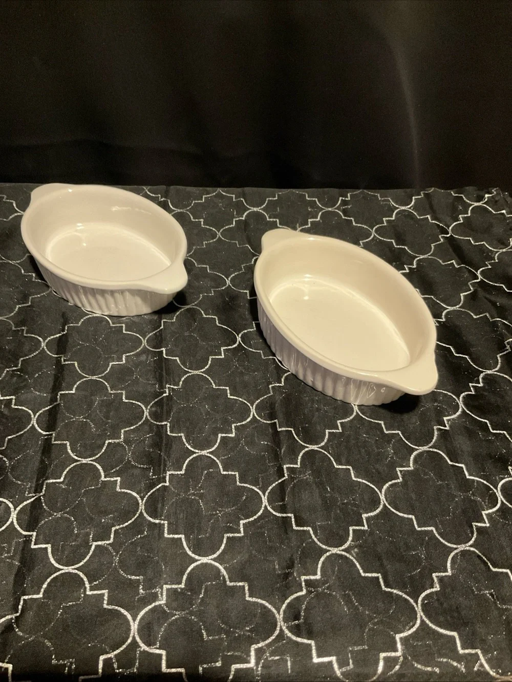 Pair of Oval Ceramic Ramekins with Side Handles